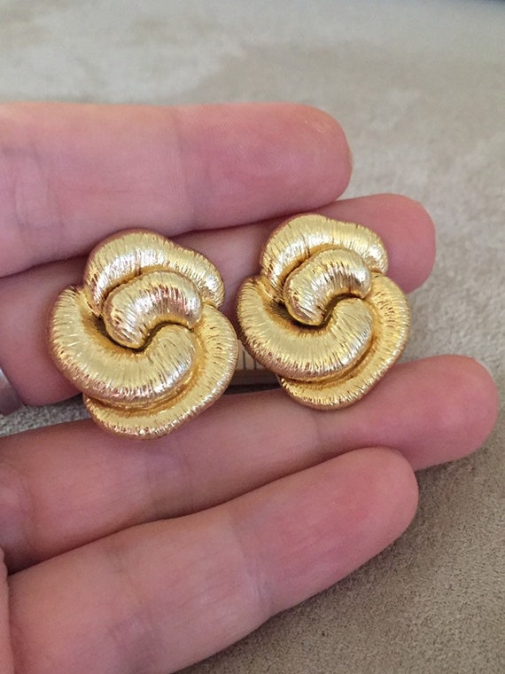 Vintage Gold washed Vermeil Cluster Rose Earrings… - image 8