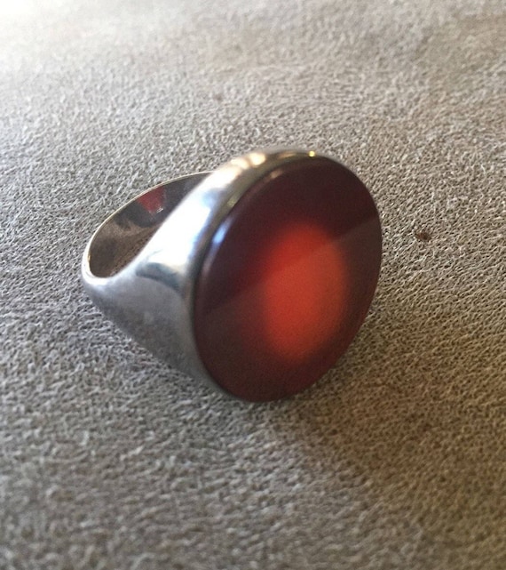 Art Deco uncarved signet Carnelian Signet Unisex R