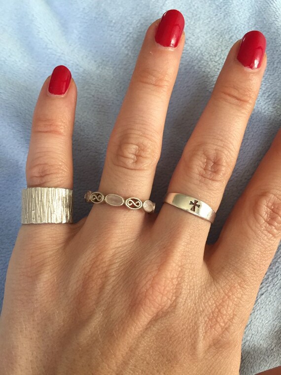Vintage Sterling Silver Mixed Gemstone Eternity Band Ring Size 8