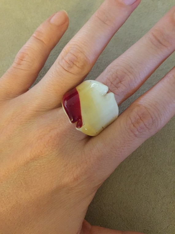 Vintage Murano Glass Color block Ring - image 1