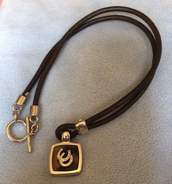 Ralph Lauren leather choker with Double Horseshoe… - image 4