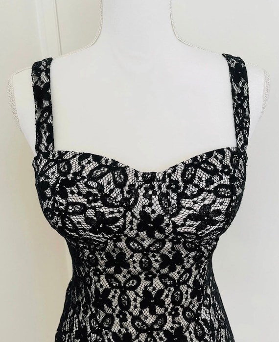 Vintage 1990s Black Lace Bustier Top S - image 7