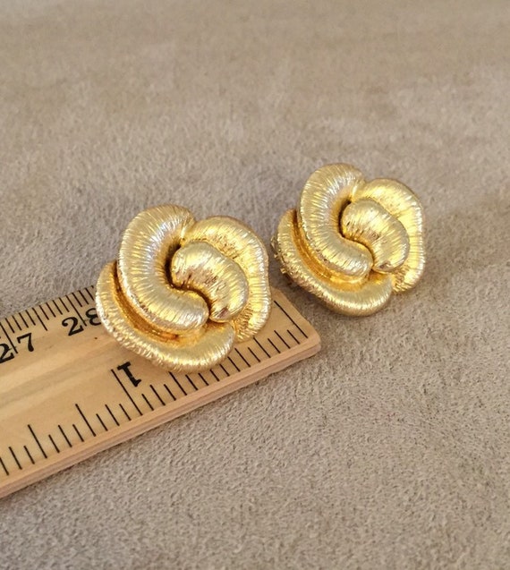 Vintage Gold washed Vermeil Cluster Rose Earrings… - image 5