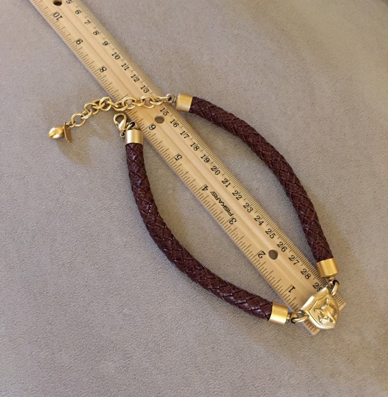Vintage Doncaster Necklace Braided Brown Leather With Fox Etsy