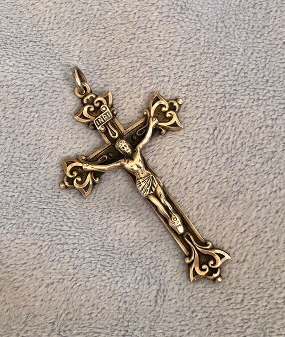 Ancien Pendentif En Argent Massif 925 – Croix Style Art Déco, Breloque Créateur, Occasion