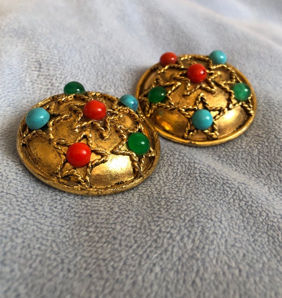 Vintage Star Shield French clip on earrings - image 7