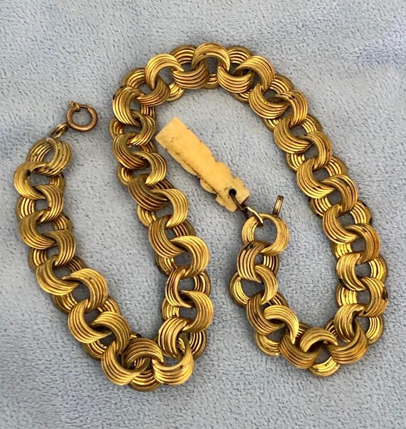 Rare Solid Brass Stacked Coiled Pocket Watch Chai… - image 3