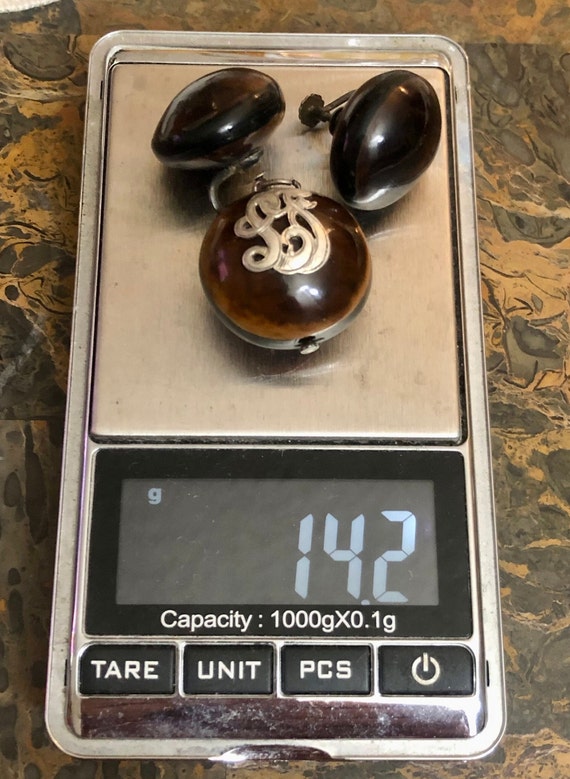 Victorian Sterling Script Initial Conker Nut Pend… - image 9