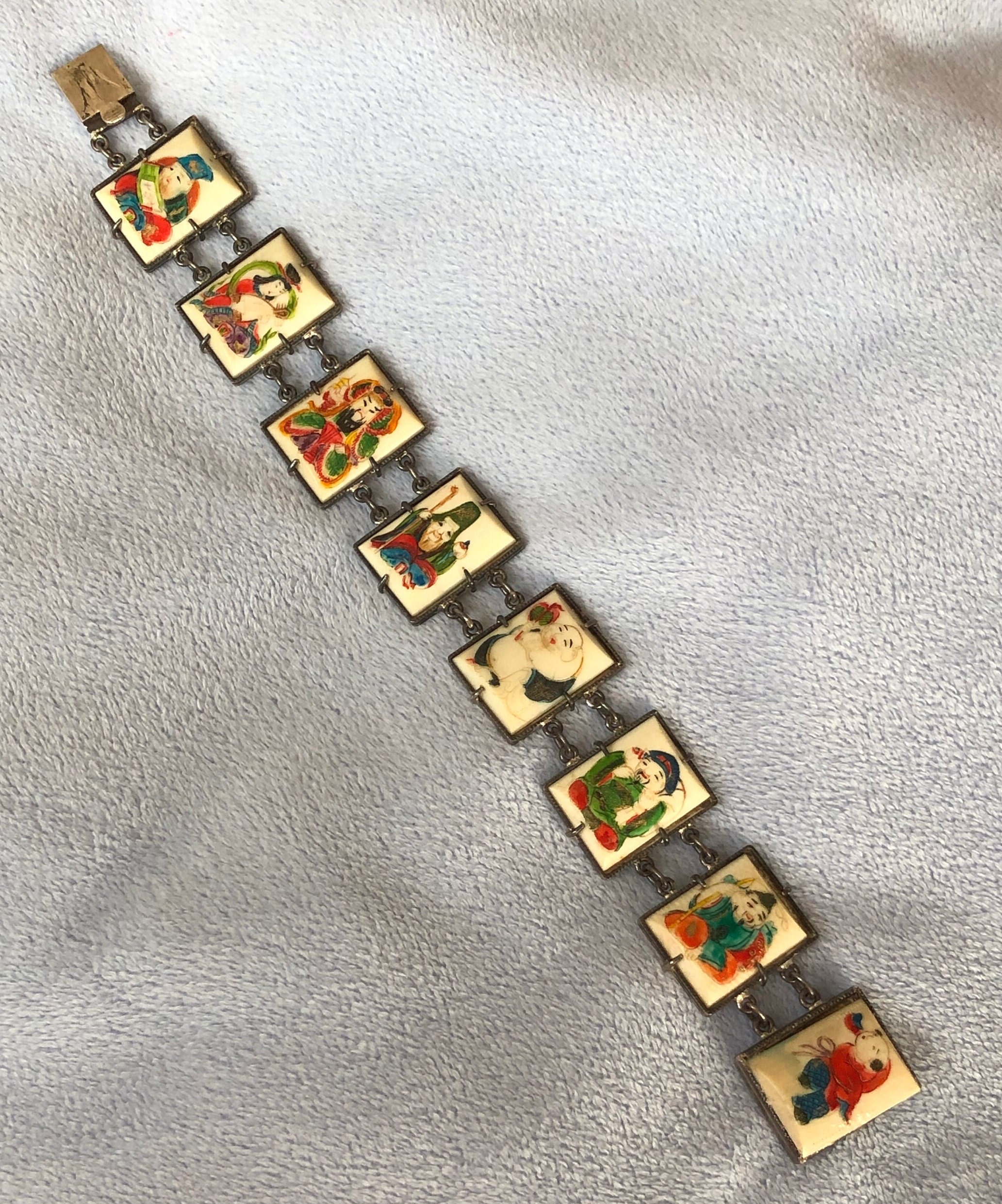 Antique 1900's Japanese Sterling Silver Colorful Hand