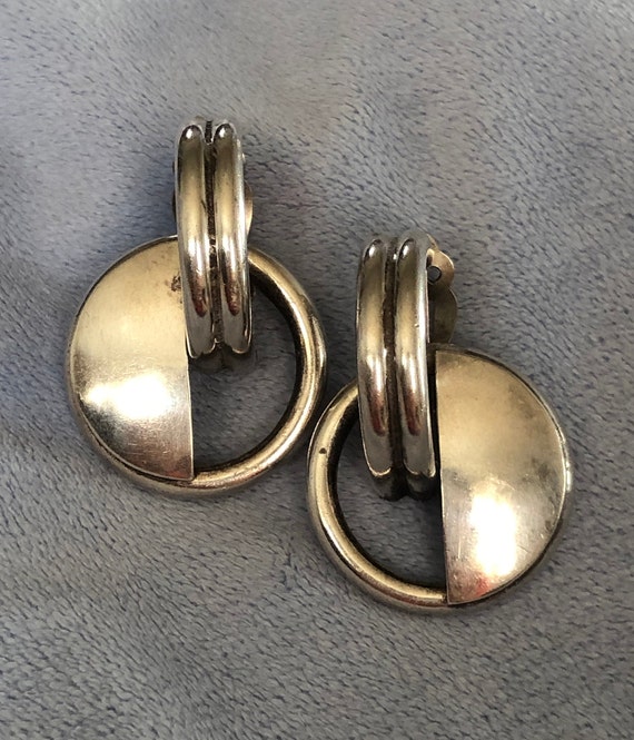 Vintage Atomic Geometric Hoop Earrings Clip on
