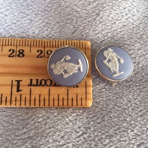 Blue Wedgewood Made In England Sterling Silver Very small Cameo Earrings
