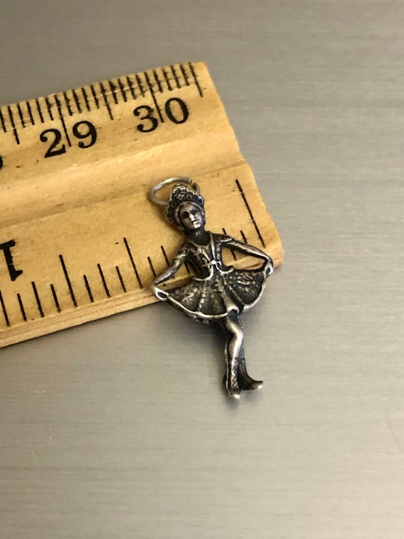 Antique Sterling Silver Crowned Dancer 3D charm su