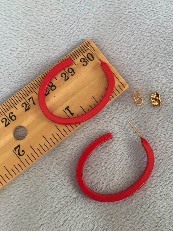 Vintage Red edged Oval hoop enamel earrings