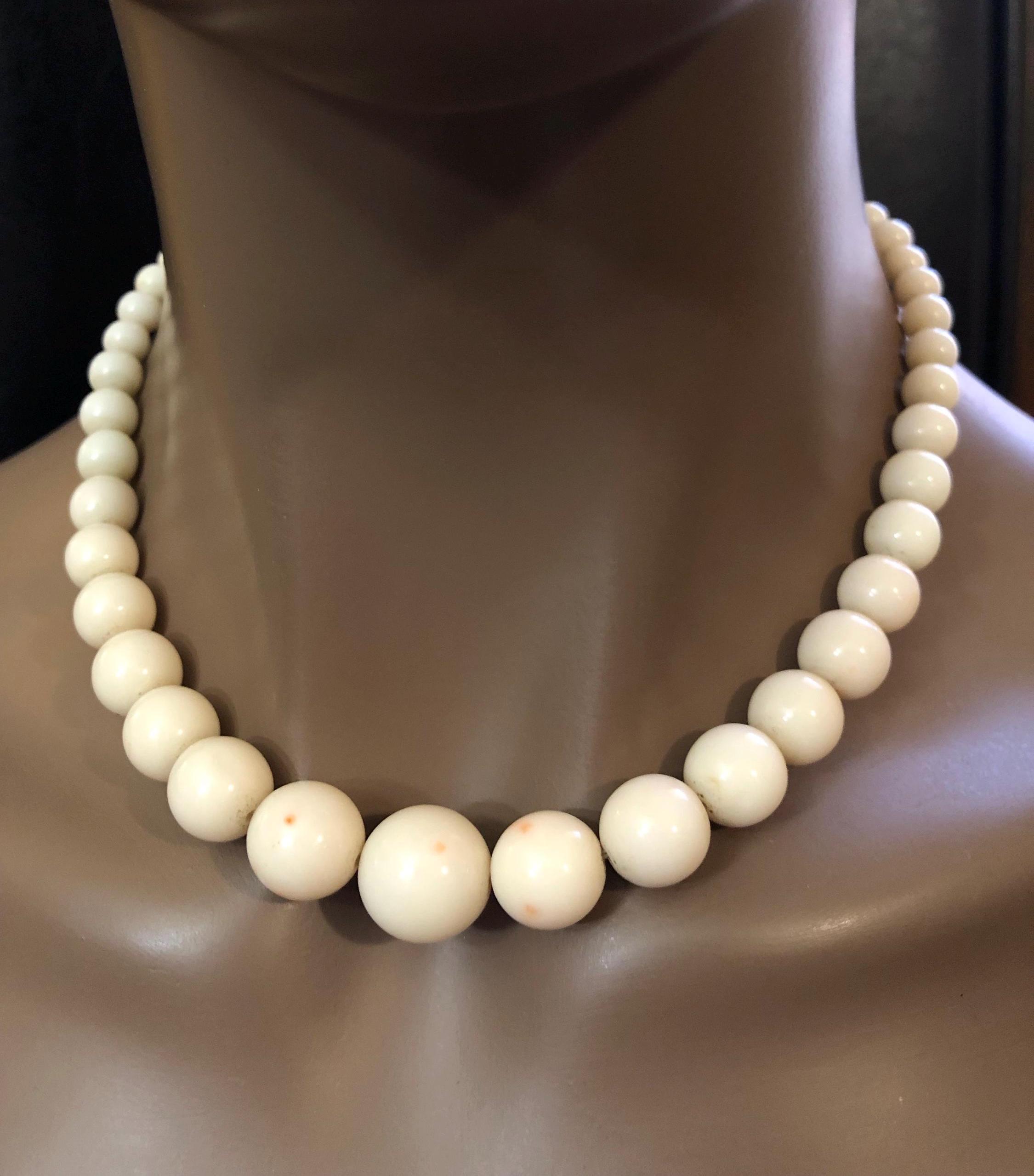 Graduated Angel Skin Coral Necklace, 14K Rose Gold Clasp - Etsy