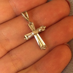 Sterling silver crystal Cross small pendant image 1