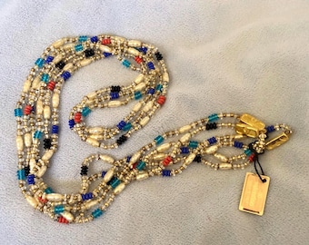 Vintage Valentino Triple Strand Necklace – Made in Italy, Glass Gemstones
