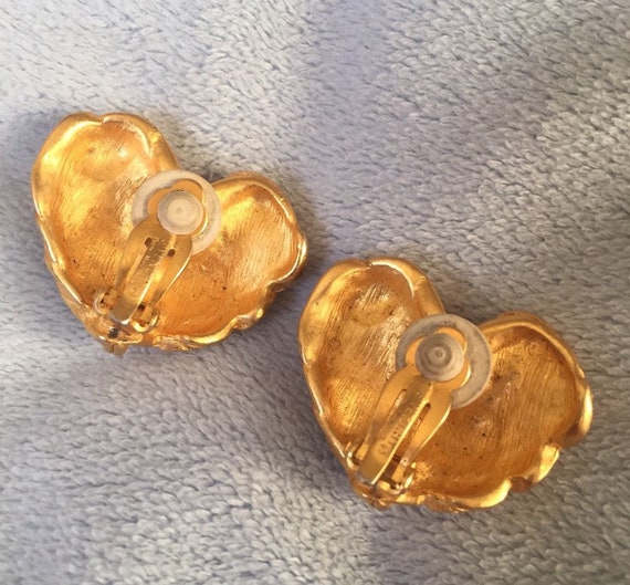 Vintage Givenchy Earrings Heart & Roses Cluster C… - image 4