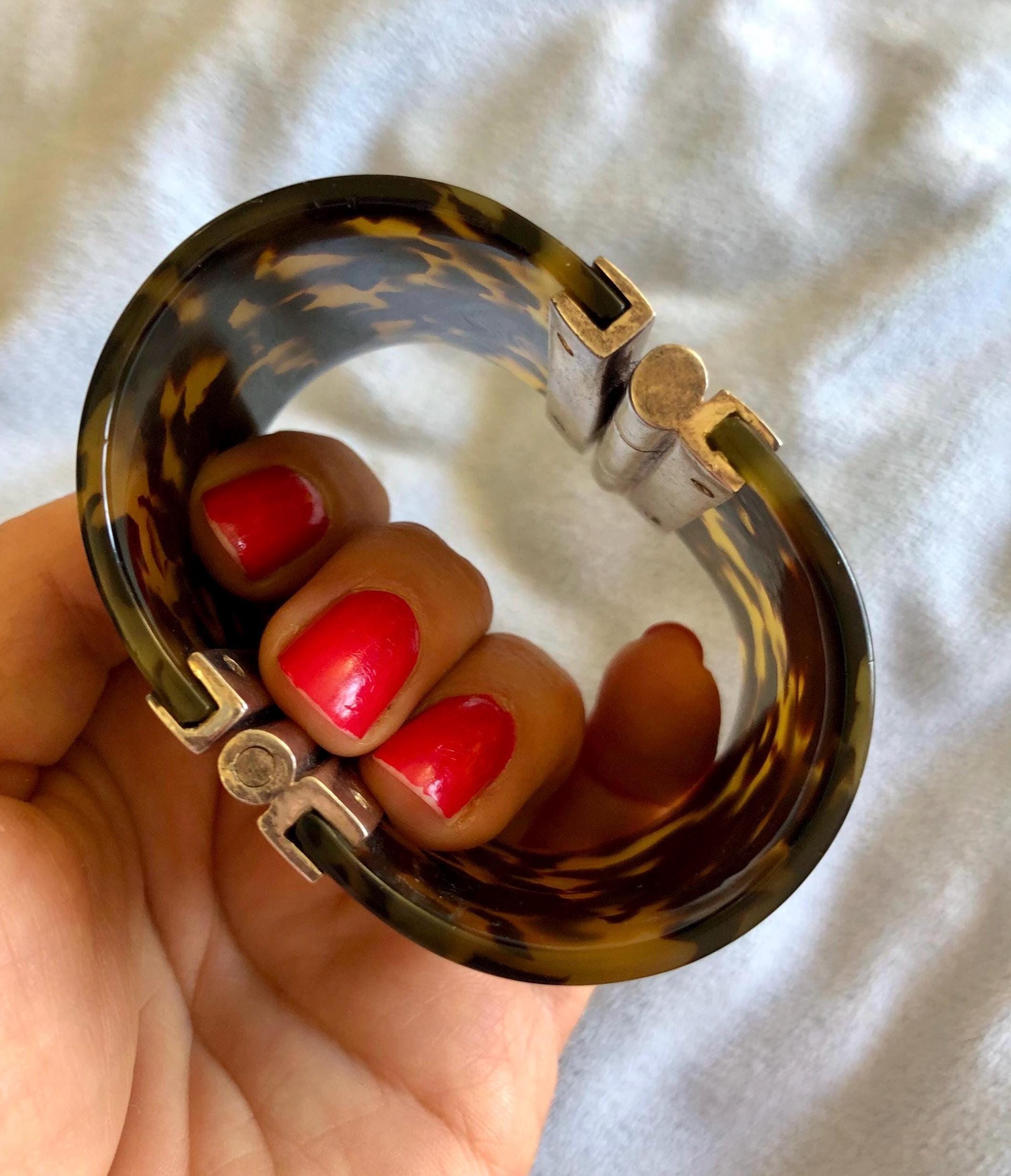 Vintage Ralph Lauren Sterling and Faux Tortoise 2” Wide Cuff