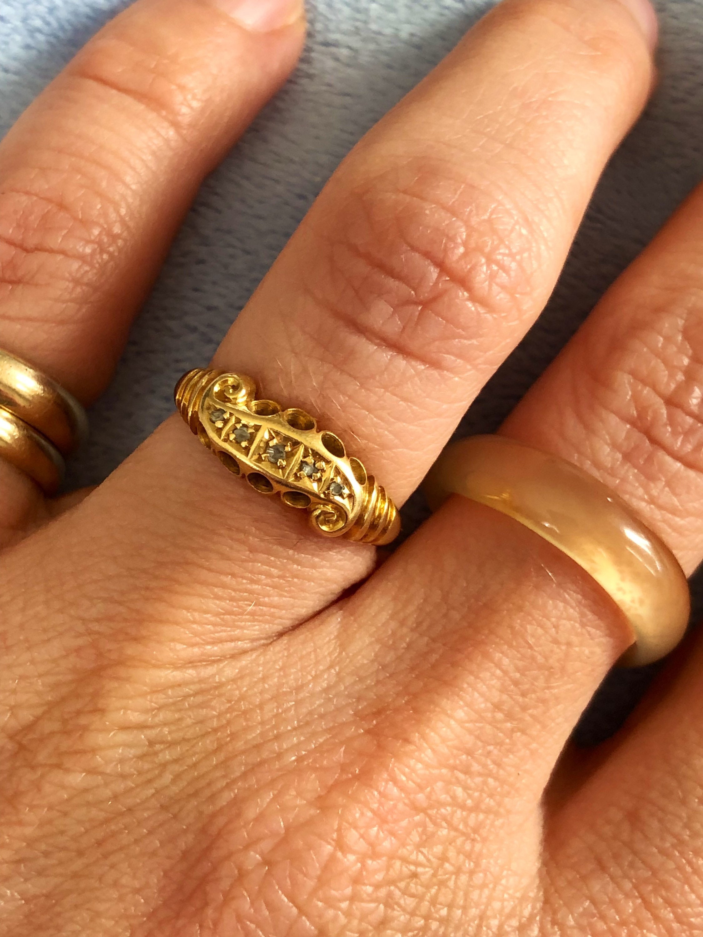 18k Yellow Gold Vintage Style Filigree Engagement Ring #105792