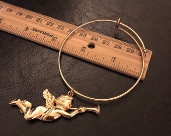 Pulsera vintage con dije de ángel de Navidad de doble cara