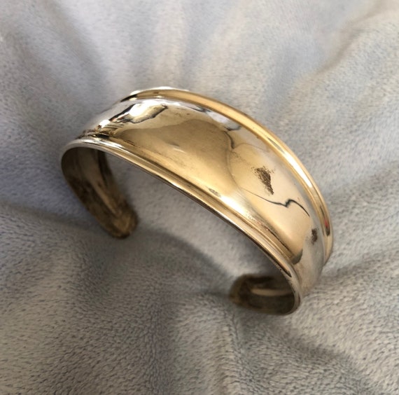 1960 Sterling Silver Plain Solid Cuff Bangle - image 1