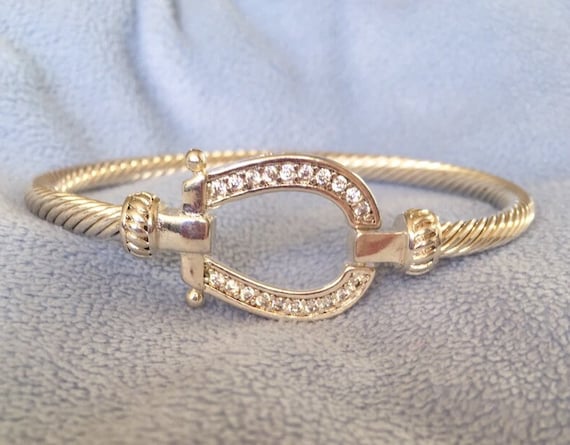 Vintage Equestrian Horseshoe Rope Sterling Silver Bangle - Etsy