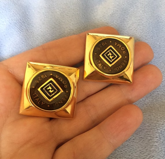 Vintage FENDI Logo Earrings Clip On 