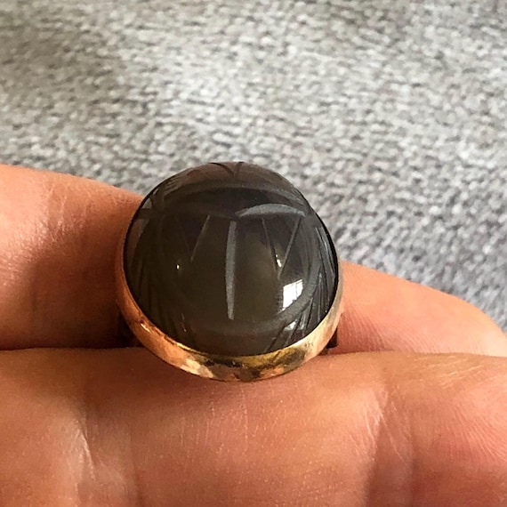 Art Deco Translucent Gray Lavender Chalcedony Car… - image 11