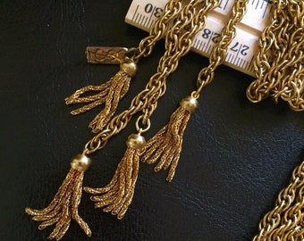 ヴィンテージ YSL タッセルチェーンベルトネックレス、イヴ・サン