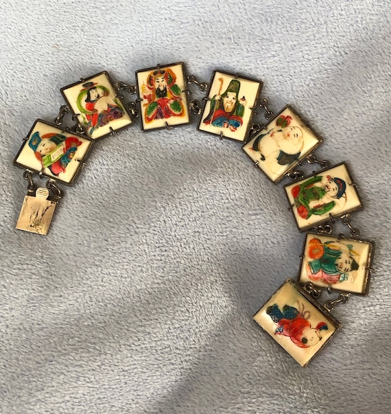 Antique 1900's Japanese Sterling Silver Colorful Hand