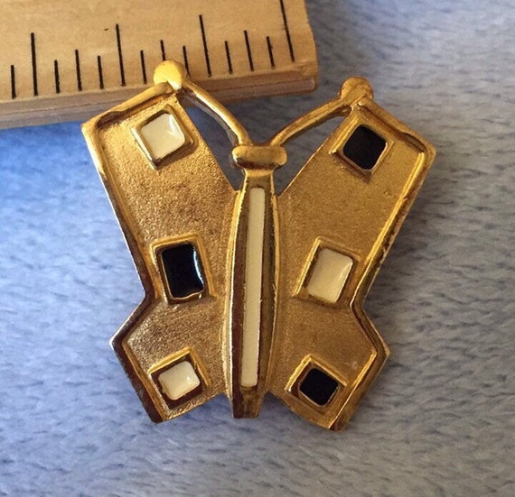 Vintage 1980 Givenchy Geometric Butterfly Pin Brooch Matte  display picture 2