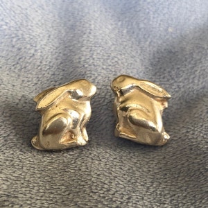 Marked Polansky Sterling puffy Rabbit earrings