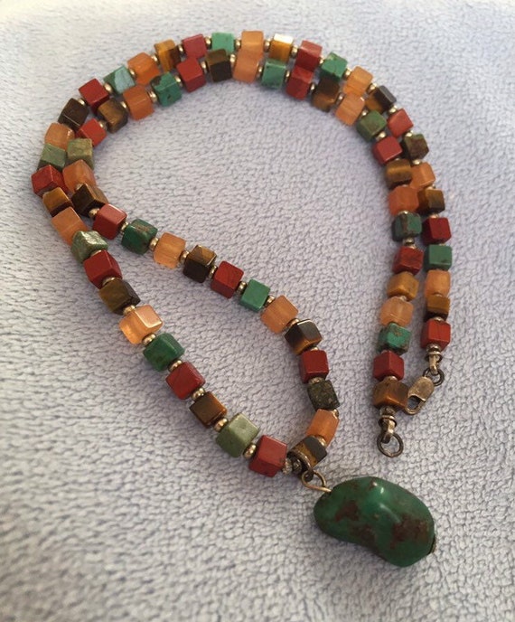 Vintage sterling silver tiny cube Multi Gemstone … - image 2