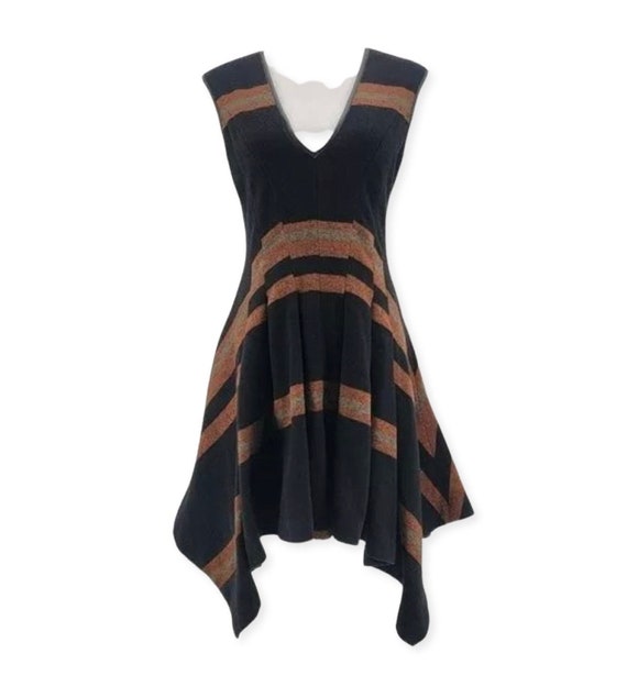Vintage Equestrian Riding Dress Wool Blend Pleated V-Neck Jumper Dress Womens 4 small