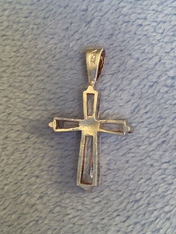 Sterling silver crystal Cross small pendant - image 5