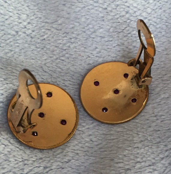 Art Deco Older Coro earrings Etched Stars 1/20 12… - image 6