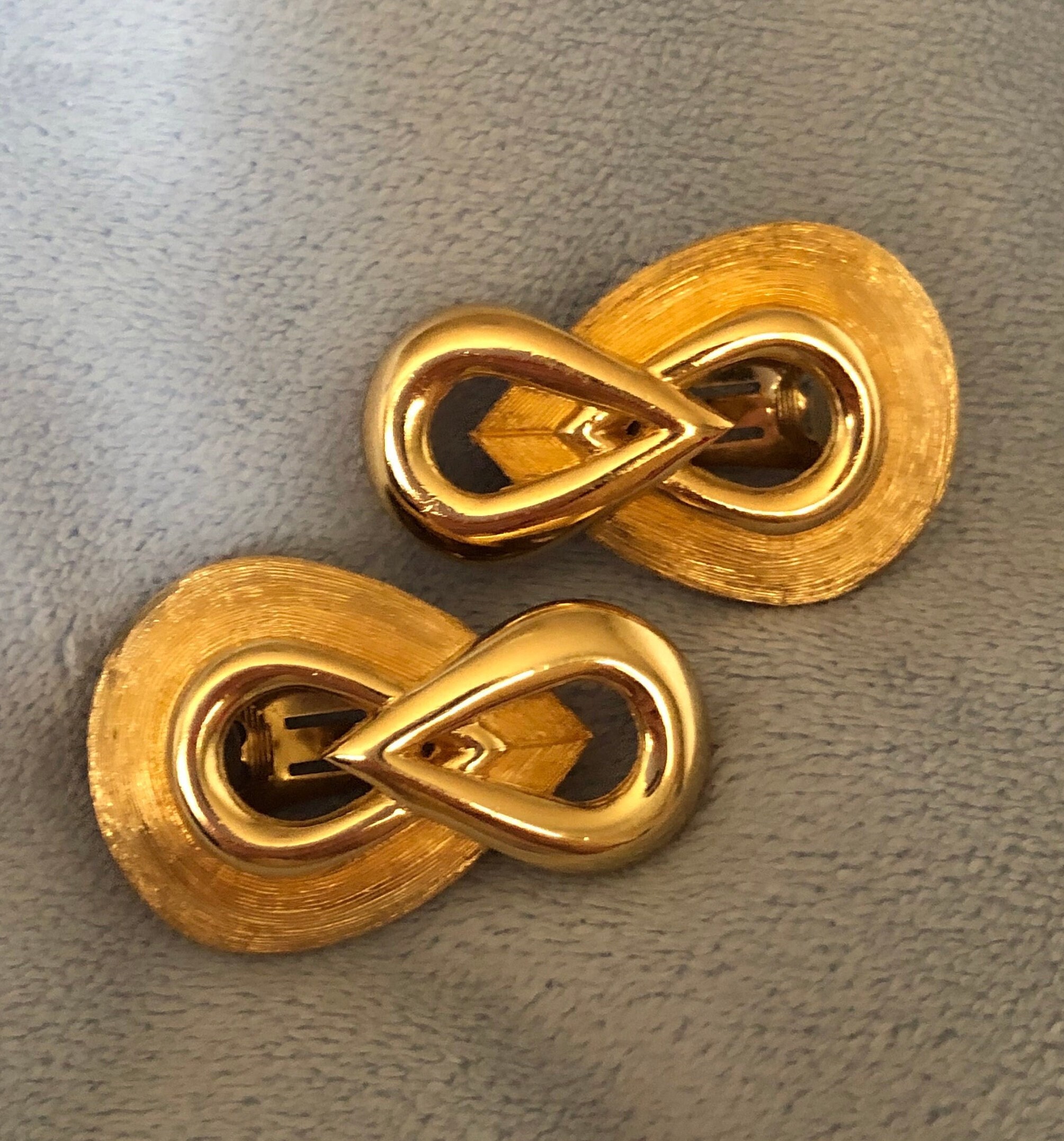Vintage Christian Dior Clip-on Interlocked Double Hoop