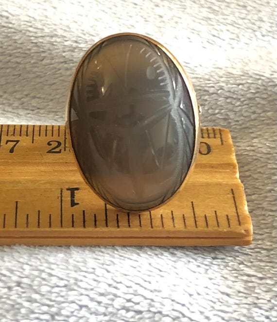 Art Deco Translucent Gray Lavender Chalcedony Car… - image 6