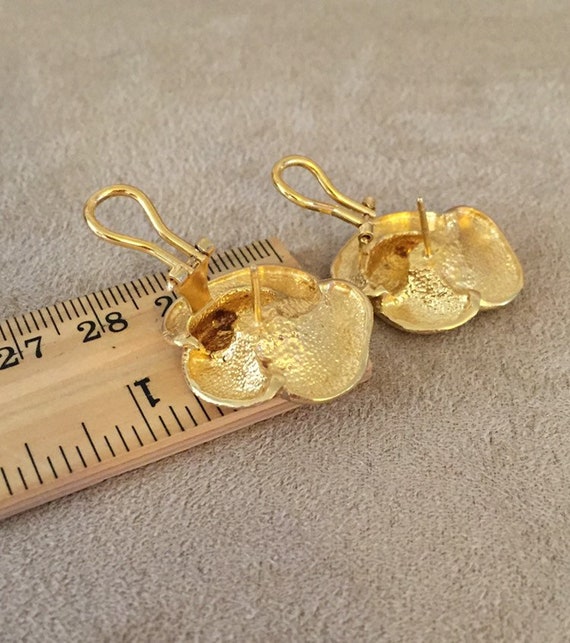 Vintage Gold washed Vermeil Cluster Rose Earrings… - image 3