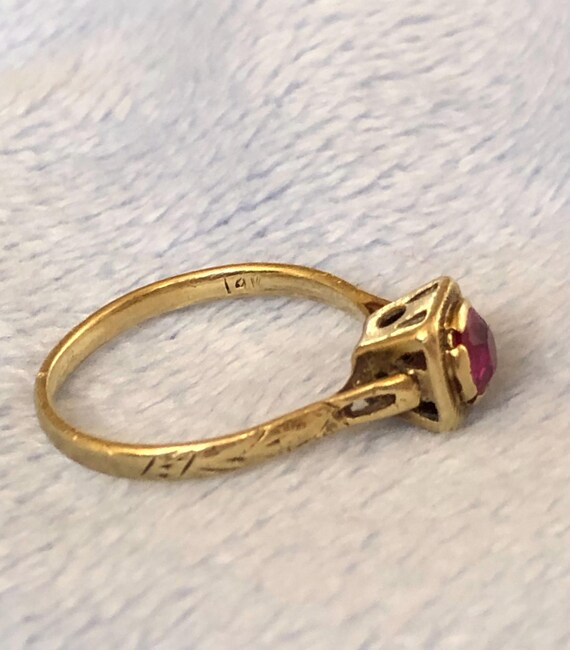 Victorian 14K Solid Gold Ruby Ring Child's Ring S… - image 3