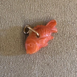 Antique Carved Coral Fish pendant or charm