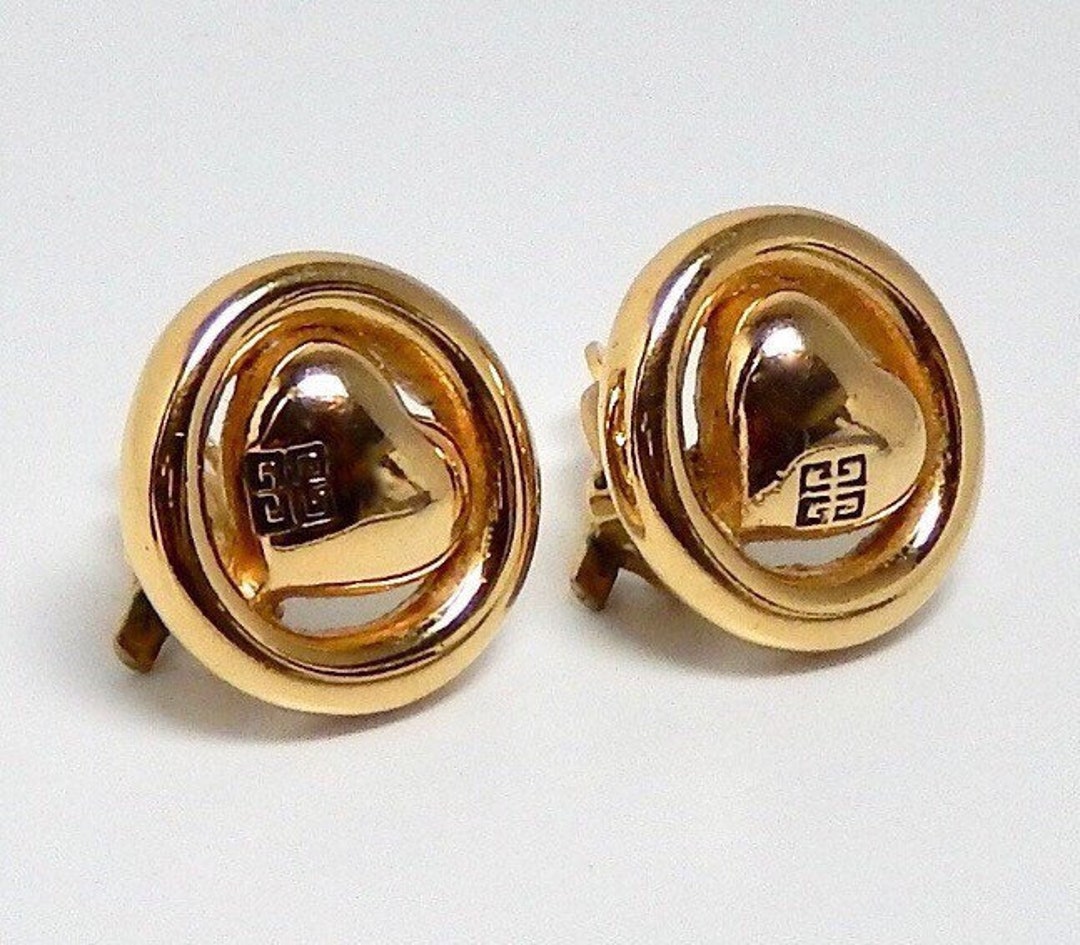 Vintage Givenchy Round Heart Earrings - Etsy
