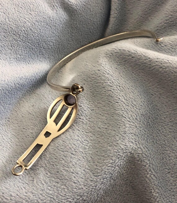 Deco Ivy Amethyst Solid Sterling Wrap Cuff Bangle… - image 8