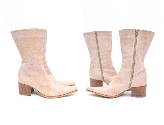 Vintage Leather Brigitte Bardot's Style Mod Boots… - image 5