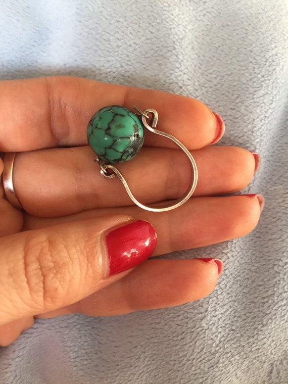 Old sterling silver Large Turquoise Sphere Ring Orb R… - Gem