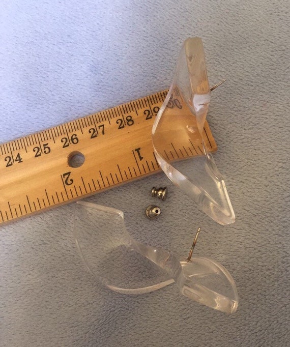 Modernist 1970’s Abstract wave Lucite earrings - image 5