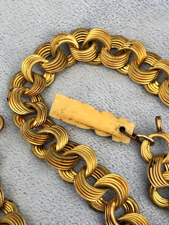 Rare Solid Brass Stacked Coiled Pocket Watch Chai… - image 10