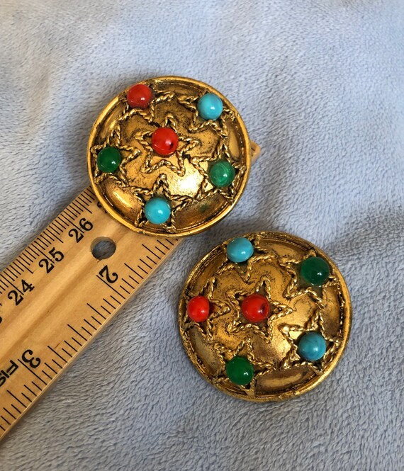 Vintage Star Shield French clip on earrings - image 8