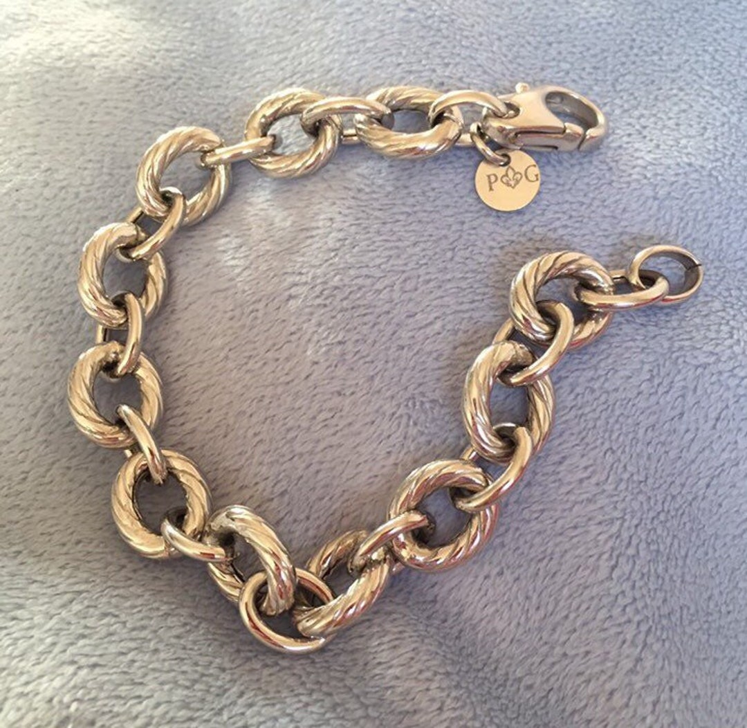 Sterling Silver Philip Gavriel PG Crown Tag Alternate Link Woven