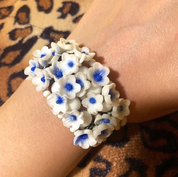 Vintage Colorful Glass Cha Cha Bead Bracelet Attributed To  Vintage Haskell Blue & Green Art Glass Bracelet main image 2